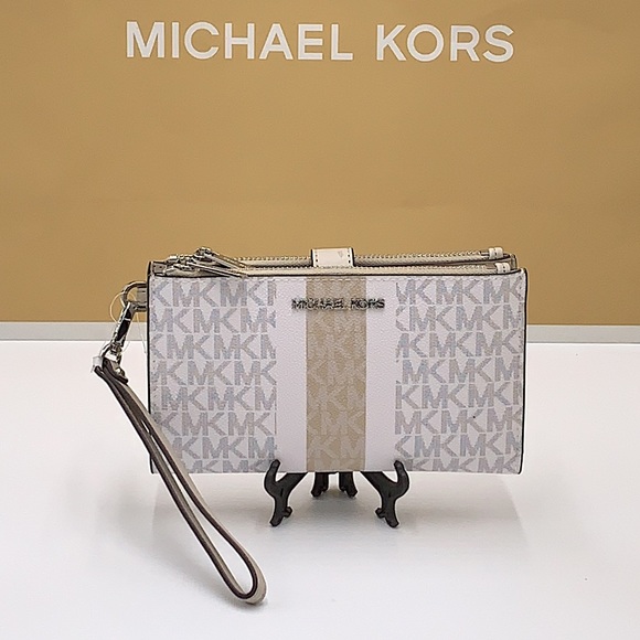 MICHAEL KORS LARGE DOUBLE ZIP WRISTLET LIGHT SAND MULTI COLOR - Picture 2 of 16